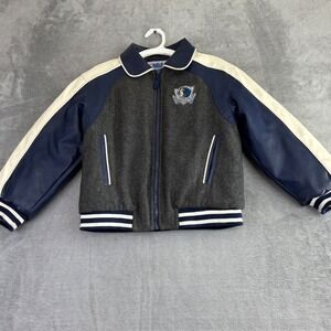 Dallas Mavericks Kids Size 8 10 NBA Varsity Jacket White Leather Sleeves **flaws